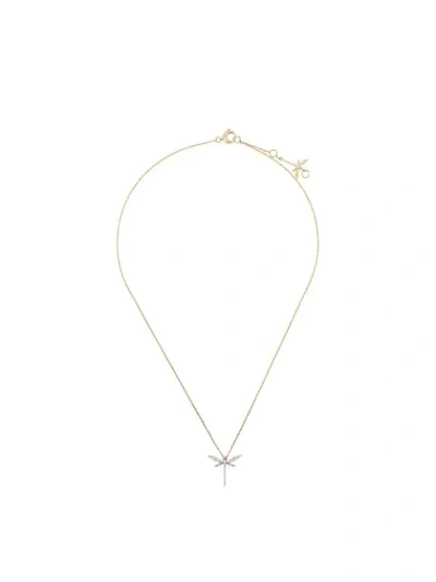 Anapsara 18kt Yellow Gold And Diamond Mini Dragonfly Necklace In Pink