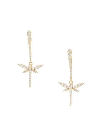 Anapsara 18kt Yellow Gold And Diamond Dragonfly Earrings