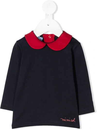 Mi Mi Sol Babies' Contrast Peter Pan Collar Top In Blue