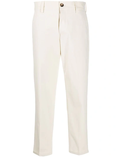 Pt01 Cropped Straight-leg Trousers In Neutrals