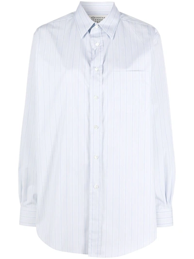 Maison Margiela Vertical Striped Loose-fit Shirt In White