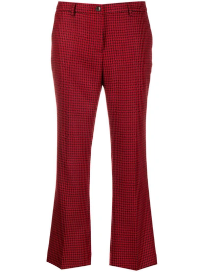 Pt01 Houndstooth Cropped Trousers In Red