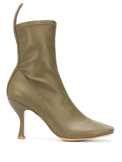 Gia Couture Soraya Square-toe Ankle Boots In Verde