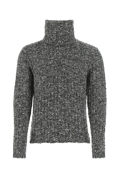 Dolce & Gabbana Wool Knit Turtleneck Sweater In Grey