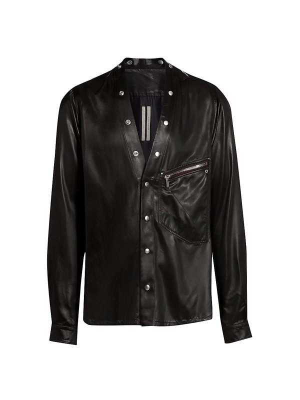 Rick Owens Larry Faux-leather Studded Shirt In Black | ModeSens