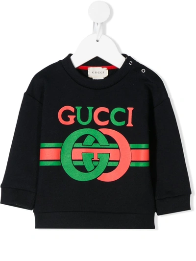 Gucci Babies' Blue Felted Cotton Jersey Sweatshirt