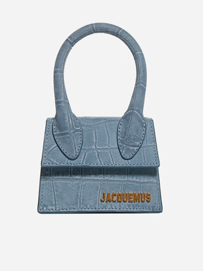 Jacquemus Borsa Chiquito Mini In Pelle Effetto Coccodrillo In Blue