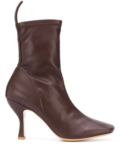 Gia Couture Soraya Square-toe Ankle Boots In Brown