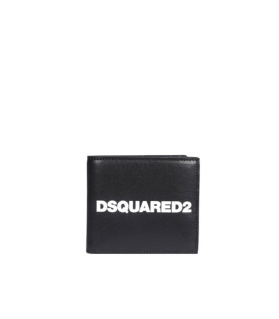 Dsquared2 Black Wallet With White Logo In Nero/bianco (black)