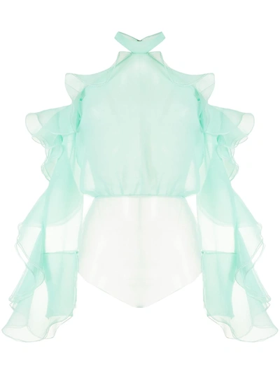 Saiid Kobeisy Off-shoulder Sheer Body In Ocean Wave