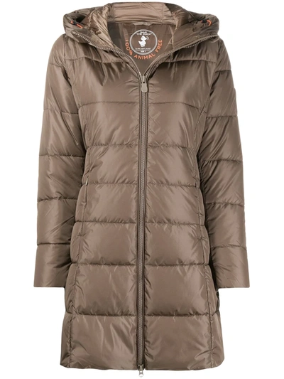 Save The Duck Megay Hooded Padded Coat In Brown