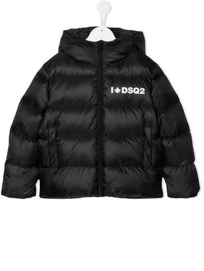 Dsquared2 Kids' Padded Logo-print Jacket In Black