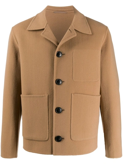 Ami Alexandre Mattiussi Unstructured Patch Pockets Buttoned Jacket In Neutrals