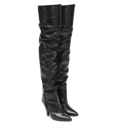 Isabel Marant Lage Leather Over-the-knee Boots In Black