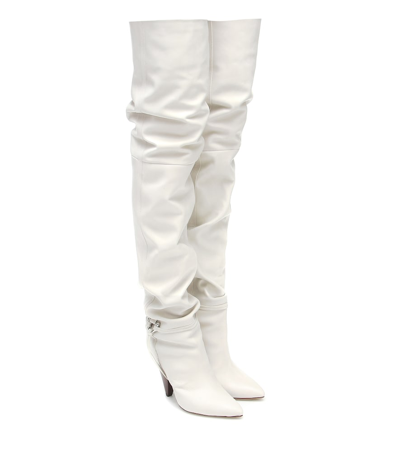 Isabel Marant Lage Leather Over-the-knee Boots In White