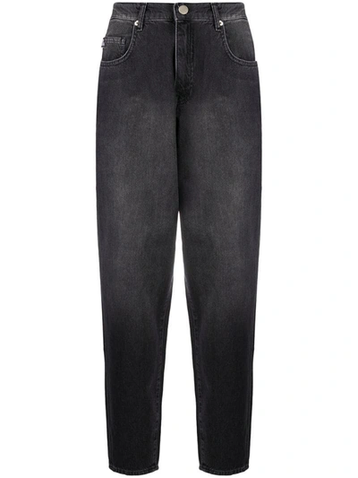 Love Moschino Embroidered Heart Cropped Jeans In Black