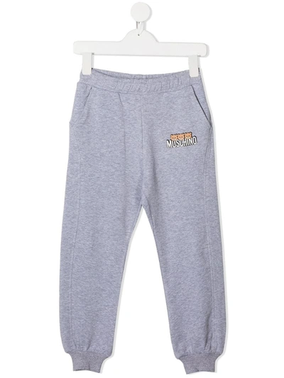 Moschino Kids' Teddy Bear Track Trousers In Grey