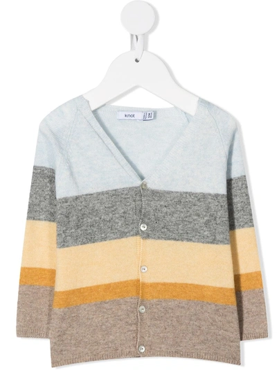 Knot Babies' Striped Knit Cardigan In Yellow