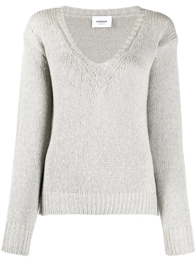 Dondup V-neck Chunky Knit Jumper In Grey