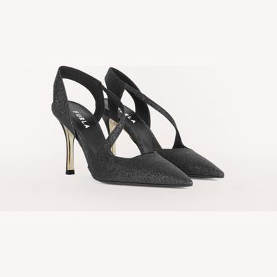 Furla Code Model Black Leather Slingback Pump Puts In Nero (black)