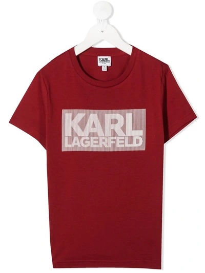 Karl Lagerfeld Kids' Logo Print T-shirt In Red