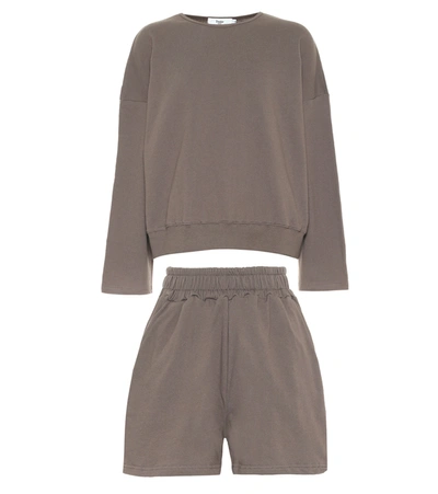 The Frankie Shop Jaimie Cotton Sweatshirt And Shorts Set In Brown