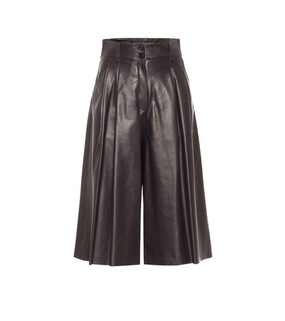 Dolce & Gabbana High-rise Leather Culottes In Brown