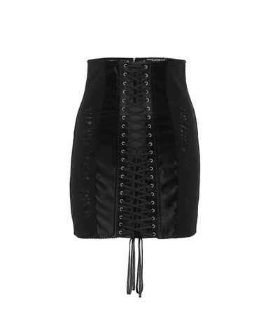 Dolce & Gabbana Satin Miniskirt In Black