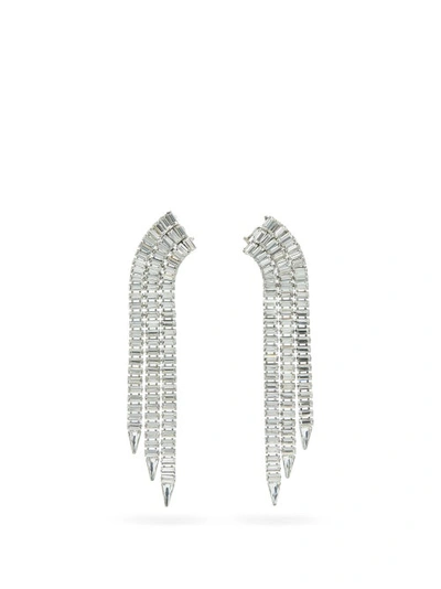 Gucci Crystal-embellished Drop Clip Earrings In Silver