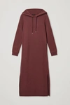 Cos Organic Cotton Split Seam Hooded Sweatshirt Dress In Red