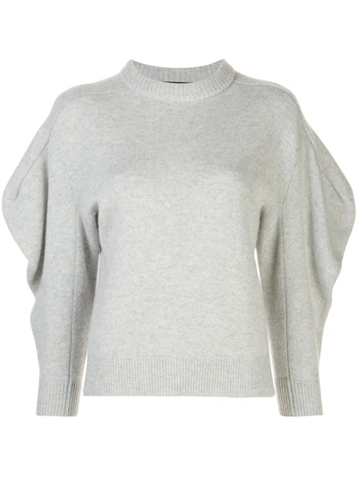 Proenza Schouler Leg Of Mutton Sleeve Cashmere Sweater In Grey Melange