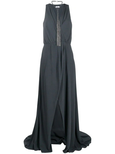 Brunello Cucinelli Wrap Front Gown In Blue