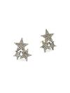 Nina Gilin Women's Black Rhodium-plated & Diamond Star Trio Stud Earrings In Silver