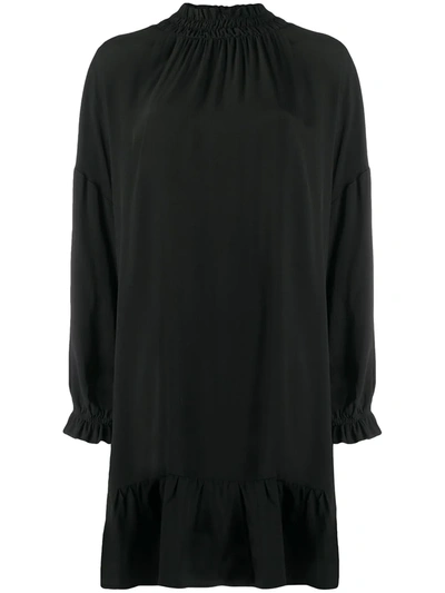 Semicouture High Neck Ruffle Dress In Black
