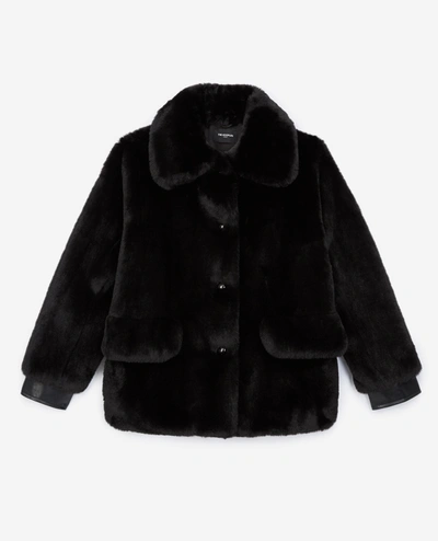 The Kooples Leather And Faux-fur Cropped Jacket In Black