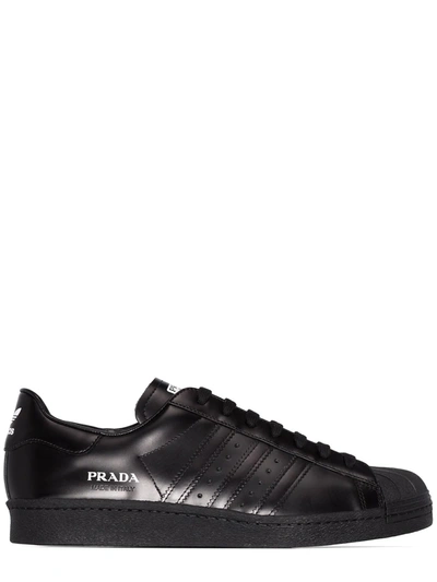 Adidas Originals X Prada Black Superstar Leather Sneakers