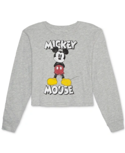 Disney Juniors' Mickey Mouse Long-sleeve T-shirt In Gray