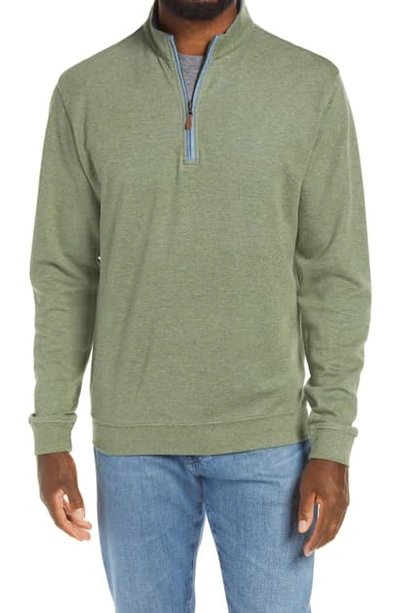 Johnnie-o Sully Quarter Zip Pullover In Sage
