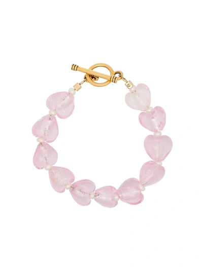 Brinker & Eliza Pink Forever Young Heart Bracelet In Petal