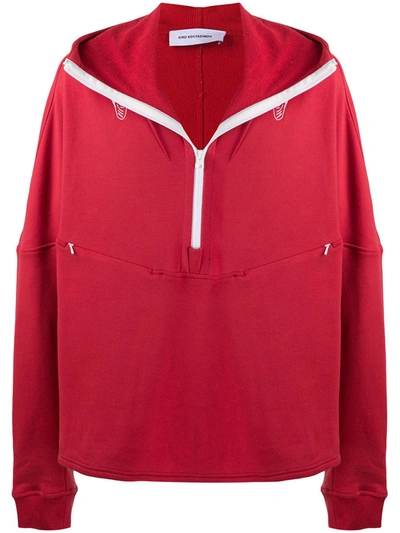 Kiko Kostadinov Brinda Half-zip Hooded Sweatshirt In Red