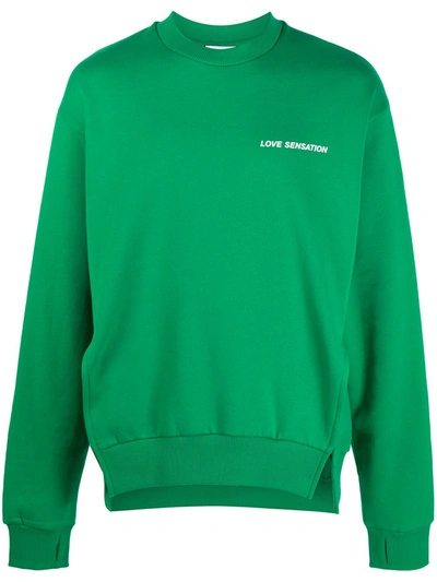 Honey Fucking Dijon Logo Print Long-sleeved Sweatshirt In Green