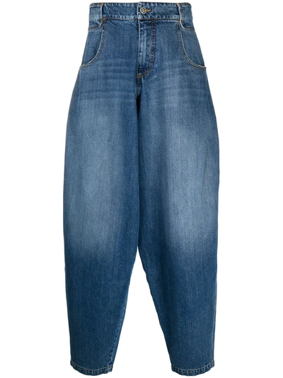 Telfar Oversized Distressed Jeans In Blue