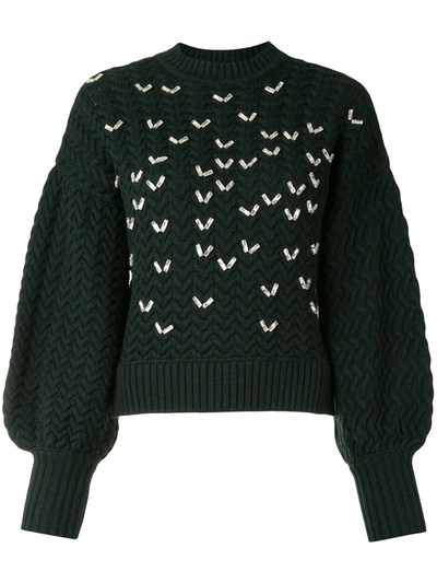 Dice Kayek Embellished Chunky-knit Jumper In Green