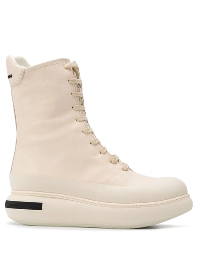 Paloma Barceló Lace-up Ankle Boot In White Leather In Neutrals