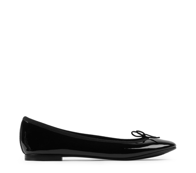 Repetto Bow Detail Patent Ballerina Shoes In Black