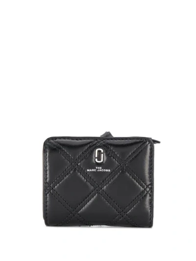 Marc Jacobs The Softshot Mini Black Quilted Leather Wallet In Nero