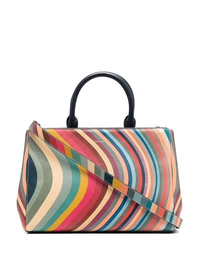 Paul Smith Swirl Multicolor Leather Tote In Red