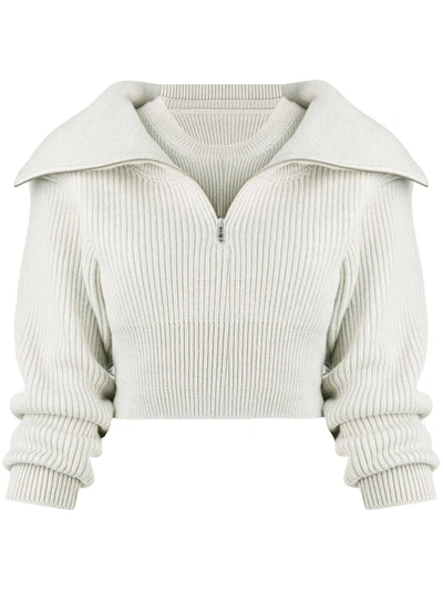 Jacquemus La Maille Risoul White Sweater In Grey