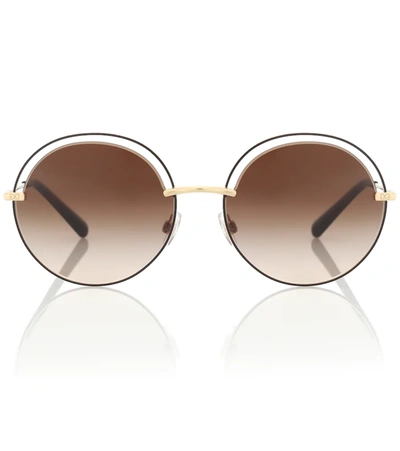 Dolce & Gabbana Cut-out Detail Round Sunglasses In Brown