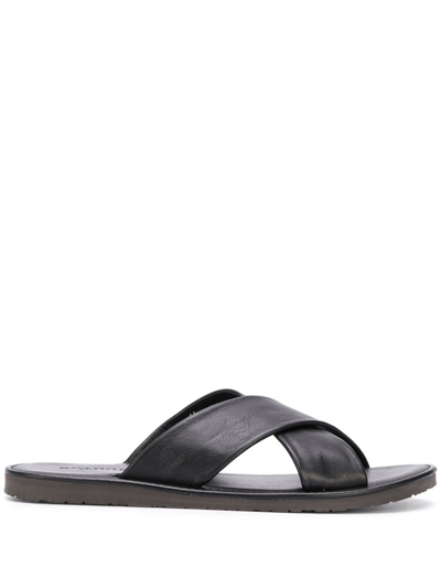 Scarosso Adriano Crossover Sandals In Black Calf